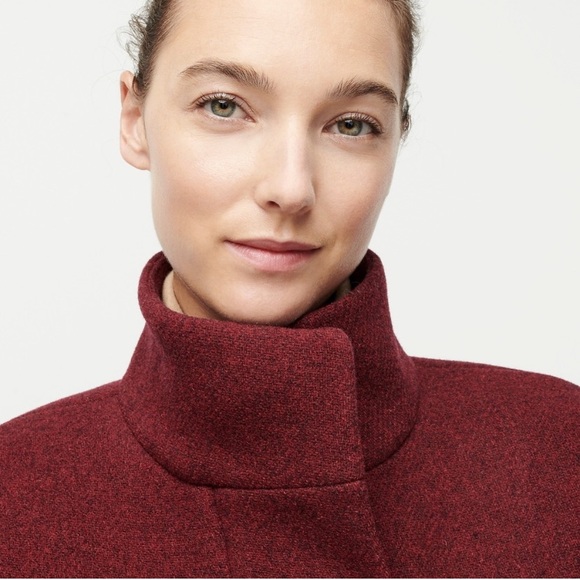 *NWOT* J.Crew Cocoon Coat Italian Stadium Cloth Wool, Heather Fire Red, size 0P - Picture 5 of 16
